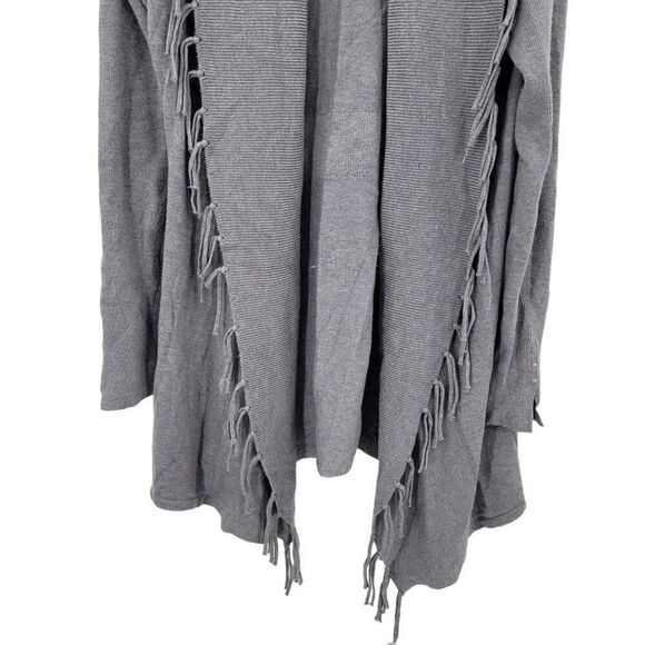WHBM Fringe Western Cardigan Duster M Gray Wool Heavy Knit Sweater Festival - Picture 5 of 12